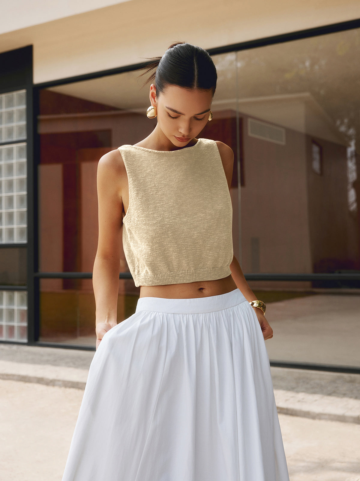 Pamuk Karışımlı Kısa Tank Top