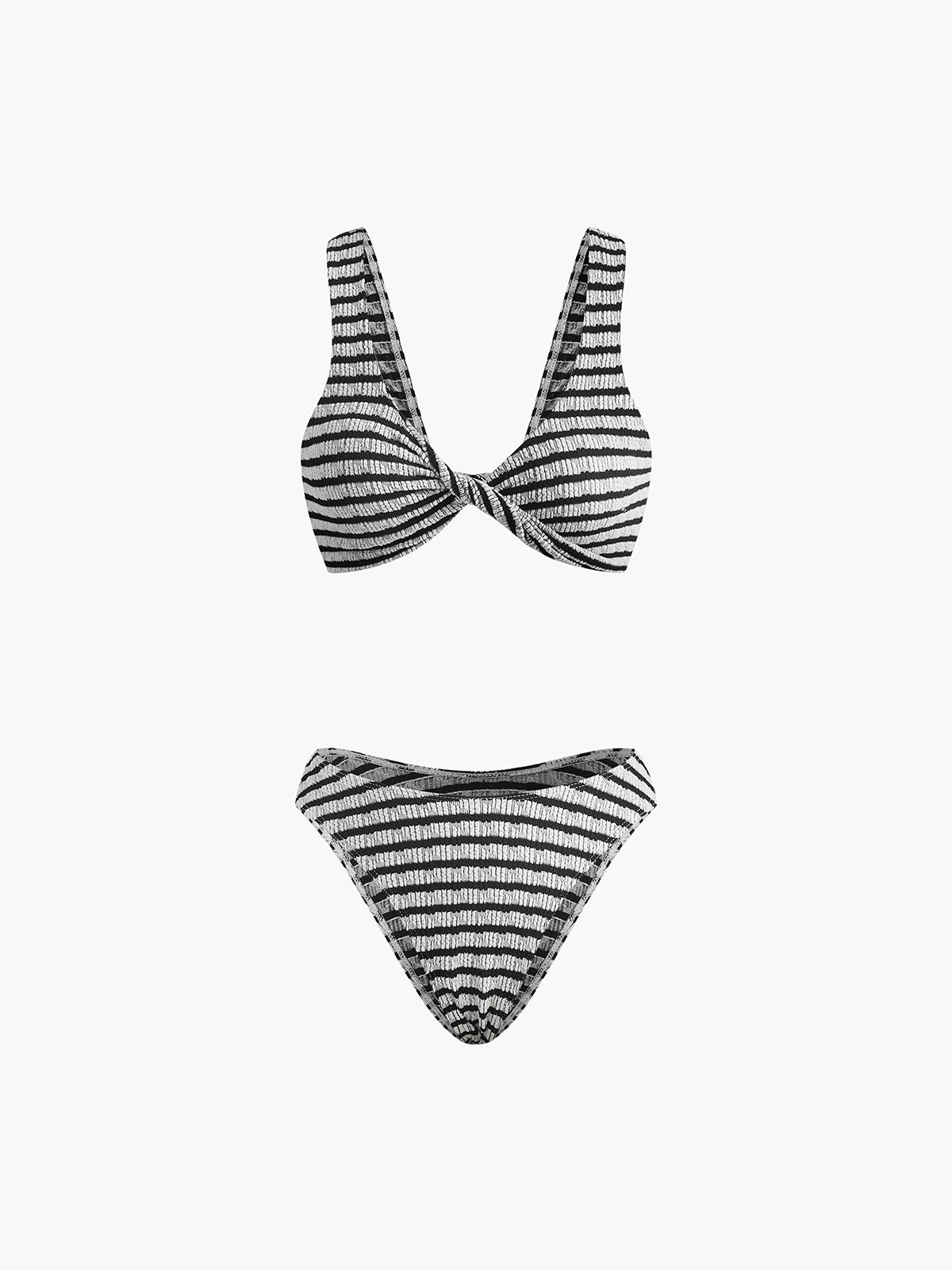 Düğümlü Çizgili Triko Bikini Takımı