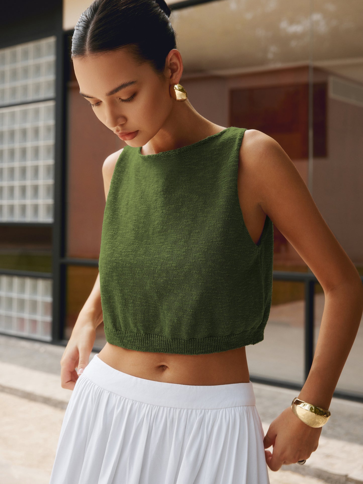 Pamuk Karışımlı Kısa Tank Top
