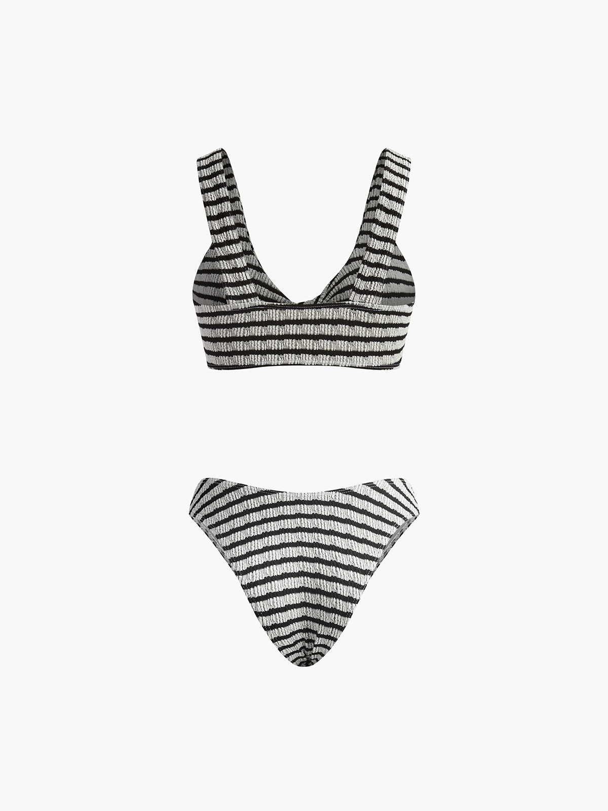 Düğümlü Çizgili Triko Bikini Takımı