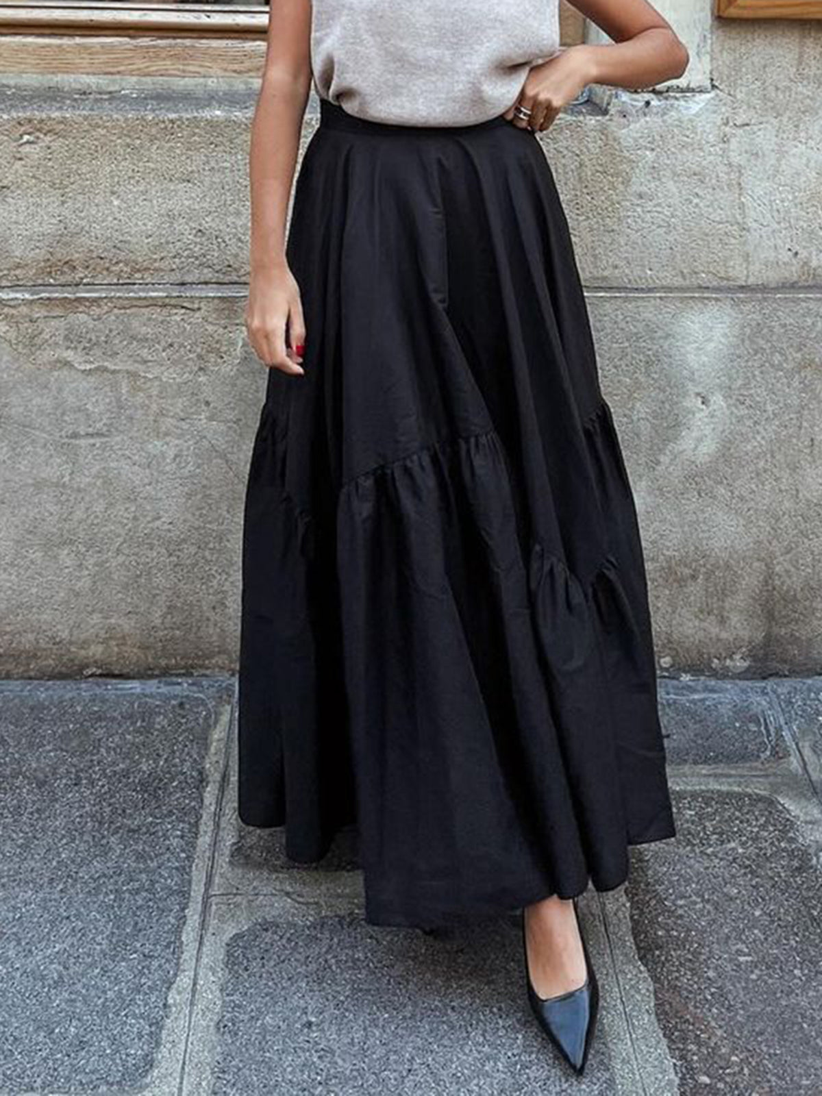 Asimetrik Plise Maxi Etek