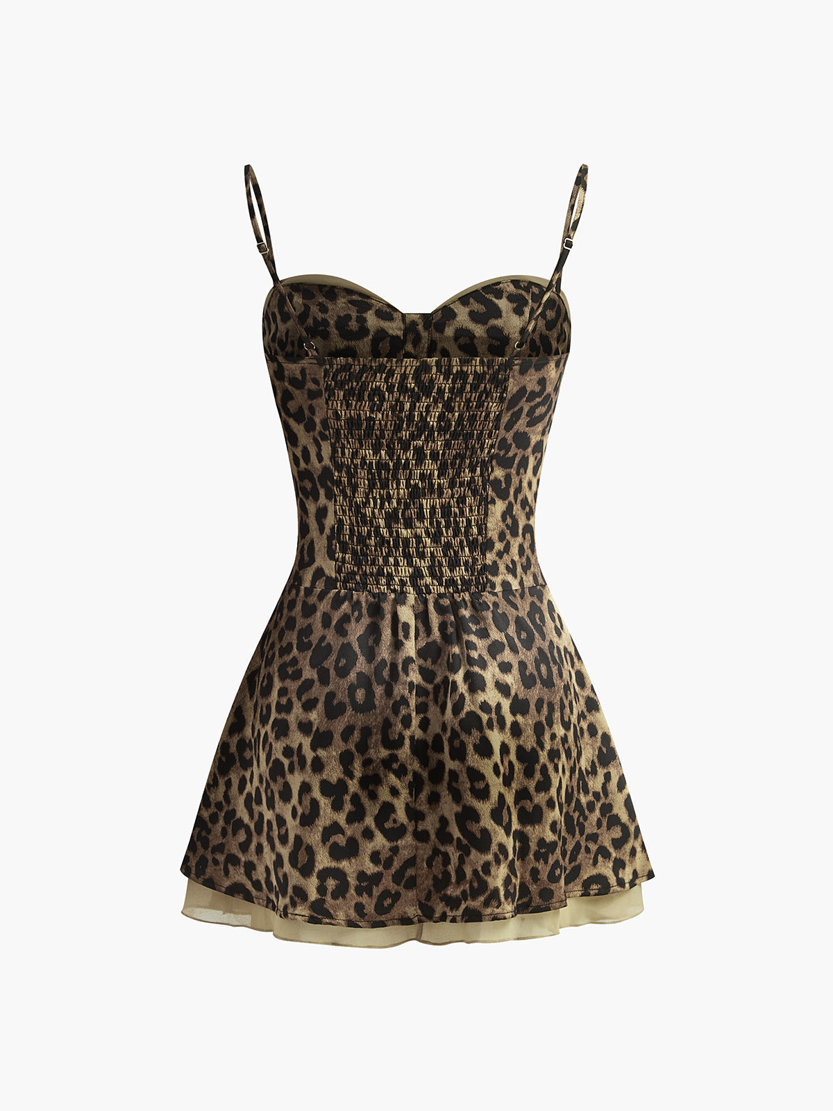 Leopar Desenli Askılı Kısa Elbise