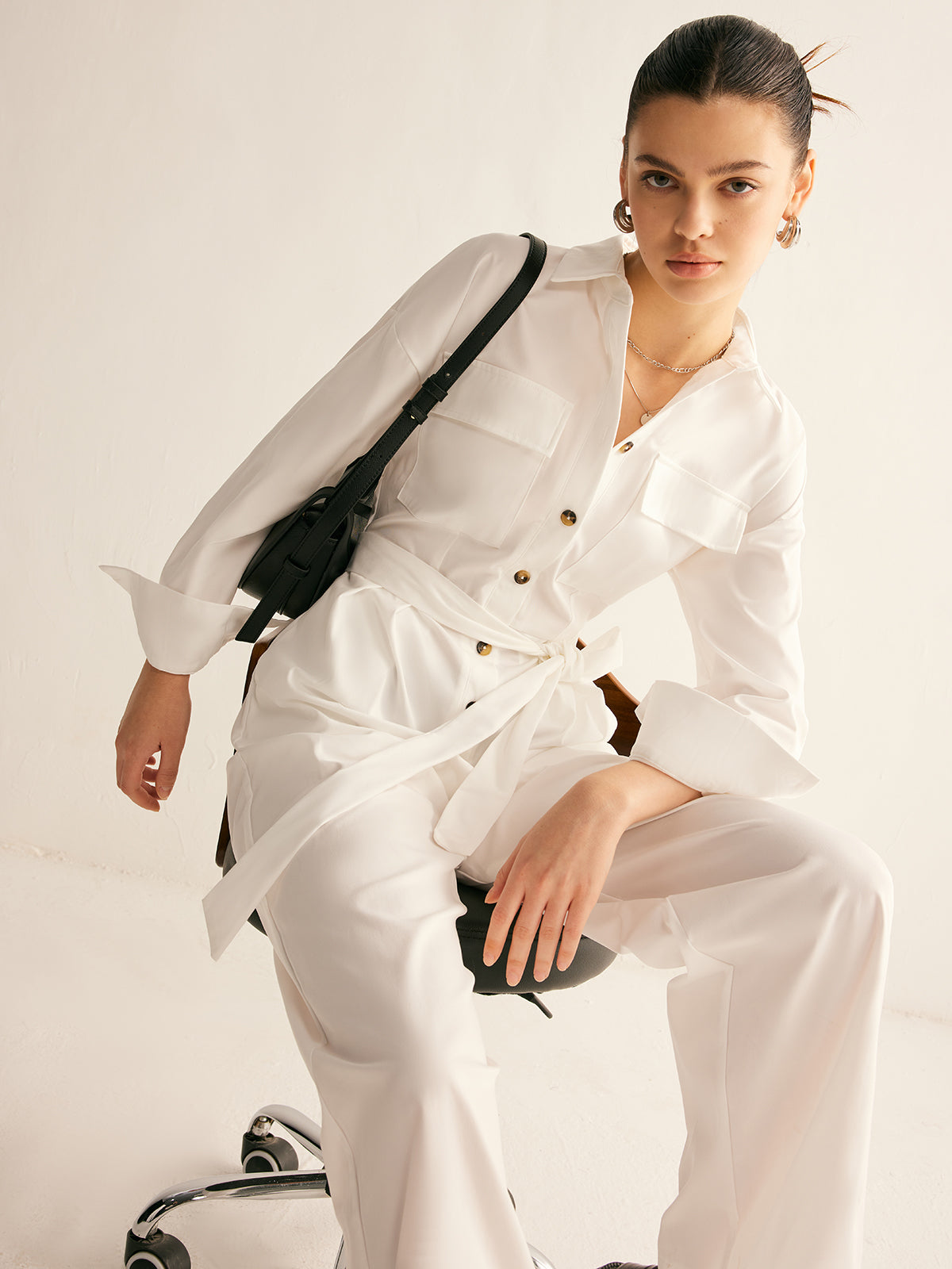 Minimalist Kemerli Düğmeli Polo Tulum