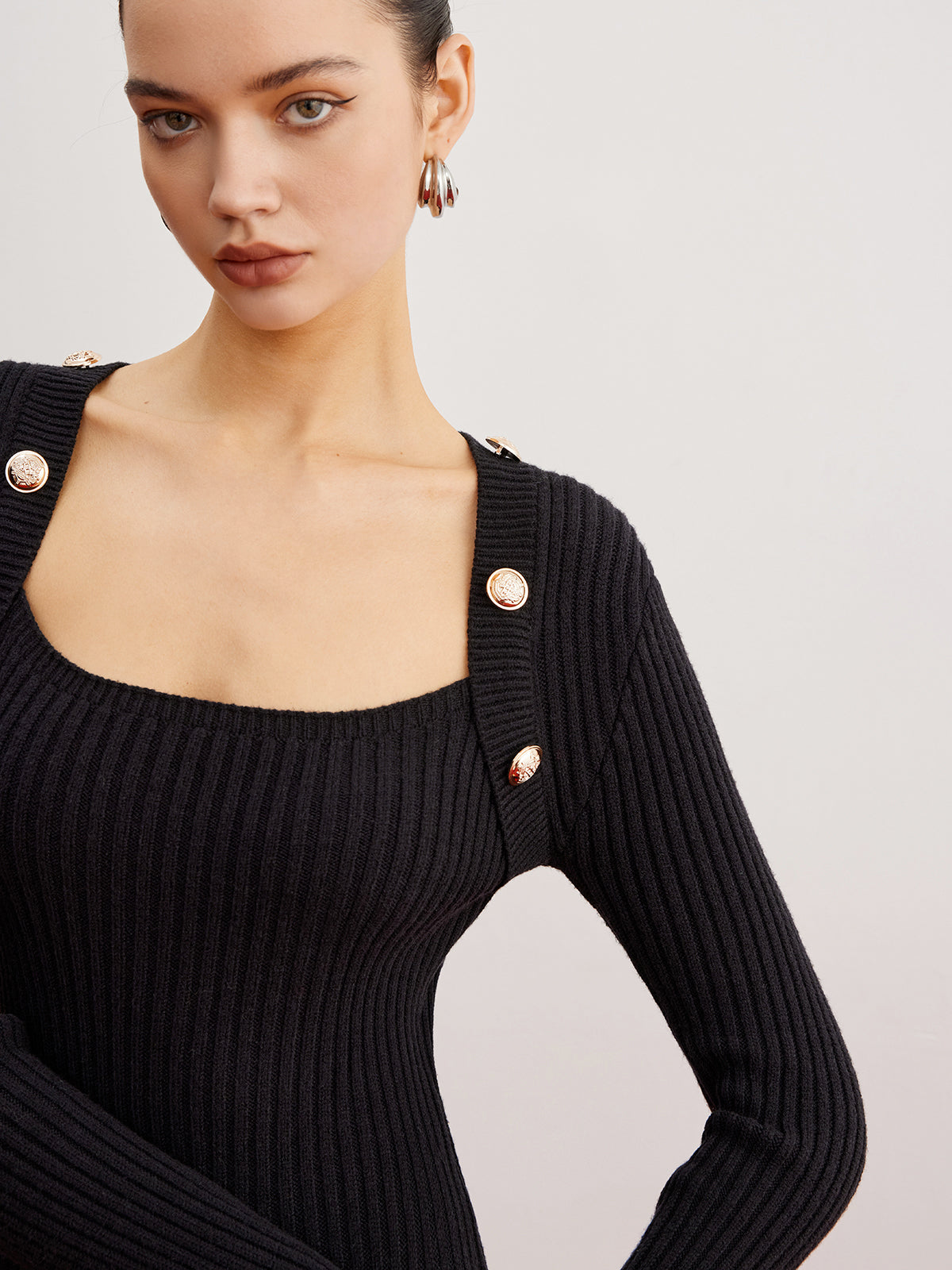 Shrug Ribbed Slim Kazak Elbise