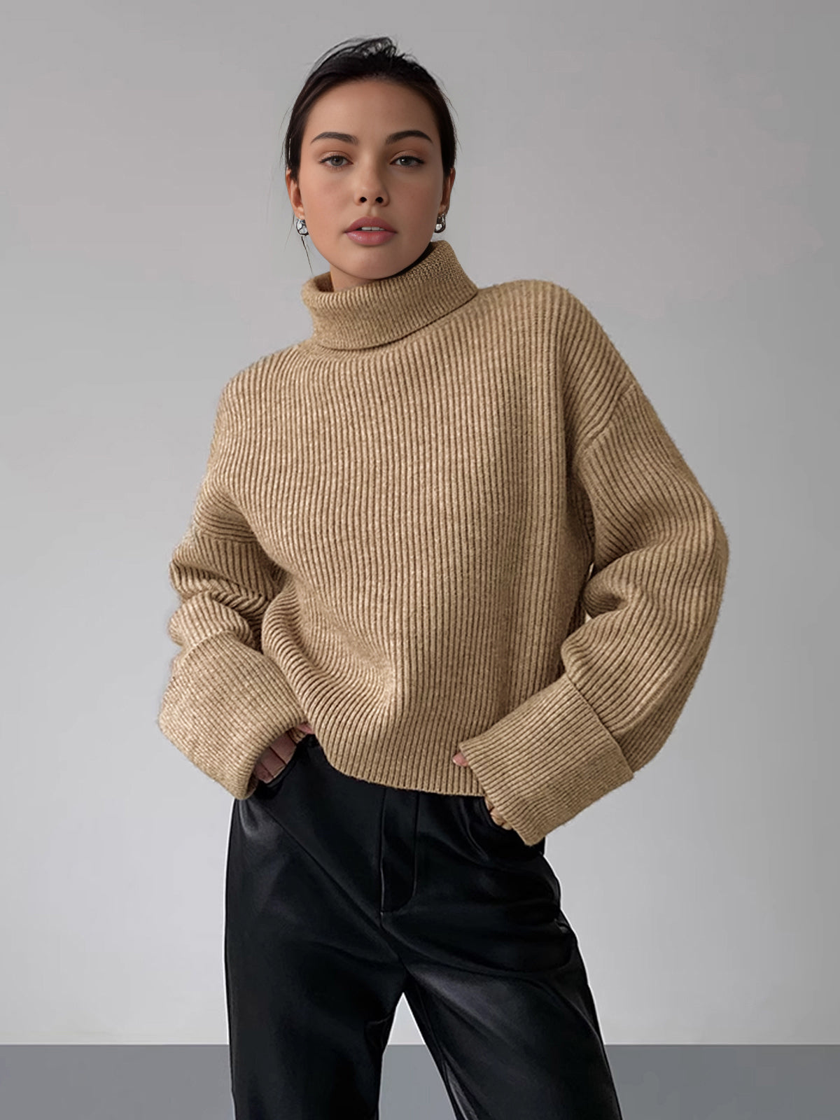 Turtleneck Yivli Sıcak Kazak