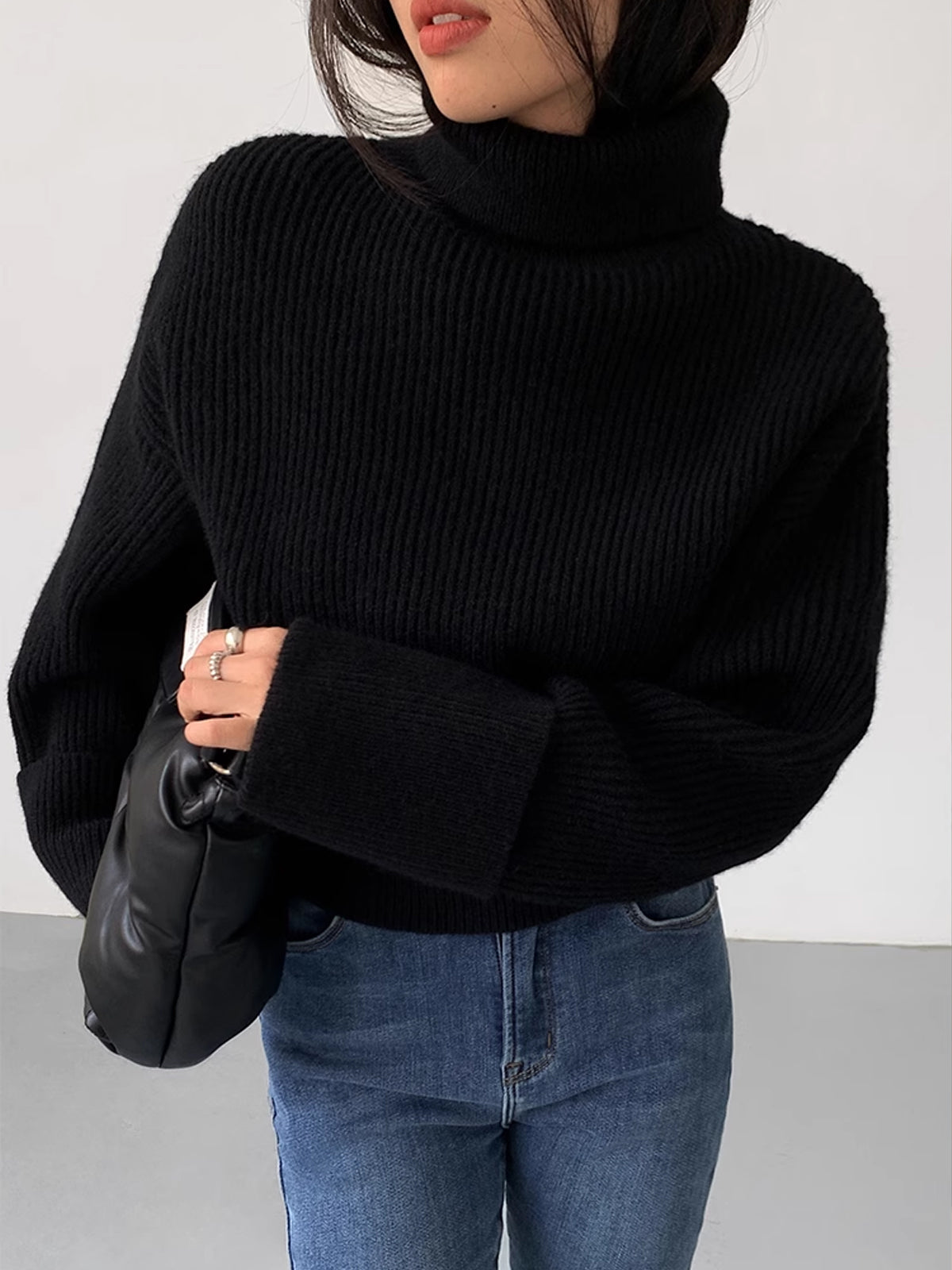 Turtleneck Yivli Sıcak Kazak