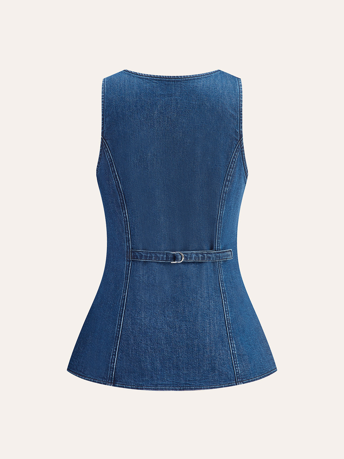Metal Düğme Bağlamalı Denim V Yaka Şort Takımı