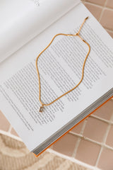 18K Altın Kaplama Maden İşlemeli Kolye Şeffaf