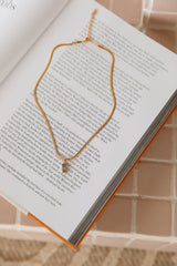 18K Altın Kaplama Maden İşlemeli Kolye Şeffaf