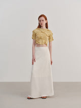 Twist Düğümlü Pileli Kısa Kollu Tişört