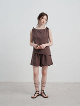 Keten Günlük Gevşek Tank Top