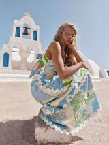 Keten Sırtı Açık Uzun Elbise