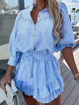 Çizgili Gömlek & Etek Takımı