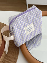 Kızılcık Kareli Makyaj Çantası