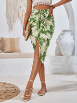 Baskılı Askılı Beli Piliseli Etek