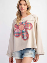 Colorblock Çiçekli Yama Üst