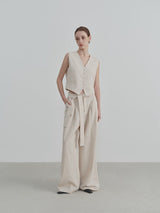 Pamuk Keten V Yaka Kolsuz Yelek