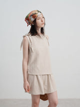 Keten Günlük Gevşek Tank Top