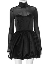 Şeffaf Panelli Lale Elbise