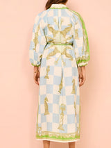 Şık Baskılı Önü Bağcıklı Gömlek