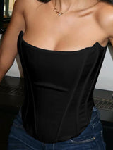 Straplez Korseli Kısa Üst