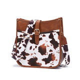 Batı Kovboy Tarzı Kahverengi İnek Desenli Çapraz Çanta