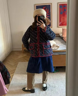 Çiçek Desenli Renkli Patchwork Ceket