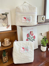 Dikişli Çiçek Makyaj Çantası