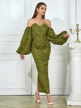 Şık Askısız Uzun Akşam Elbisesi