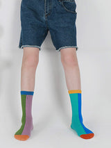 Renk Bloklu Asimetrik Pamuklu Çorap