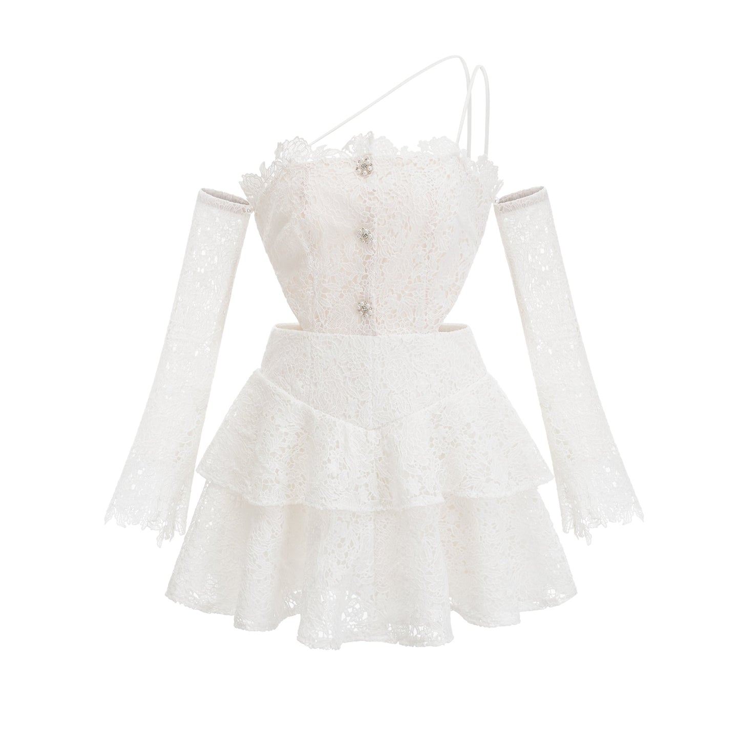 Cyrielle dantel mini elbise