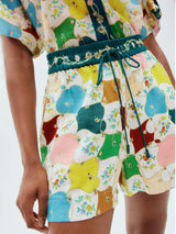 Modaya uygun Graffiti Baskılı Gömlek Şort Takımı