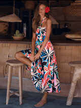 Camille Boyundan Bağlamalı Uzun Elbise