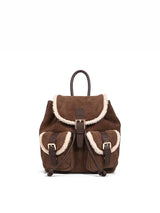Shearling Suede Leather Convertible Backpack