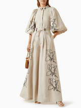 Günlük Keten Çiçekli Takım