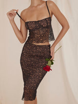 Siyah Dantel Midi Etek