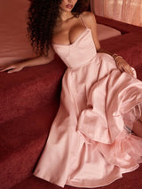 Balerin Pembe Midi Elbise