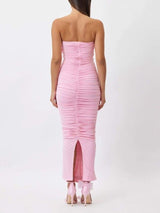 Tina Çiçek Straplez Midi Elbise