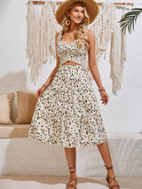 Moda Baskılı Kesim Kolsuz Gündelik Elbise