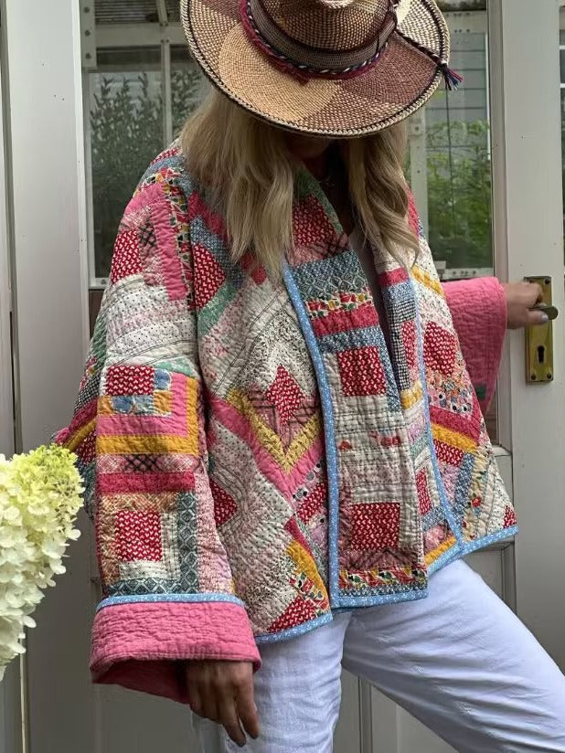 Baskılı paçalı kapitone ceket