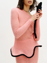 Ruffled Edge Knit Skirt Set