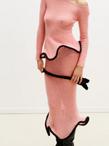 Ruffled Edge Knit Skirt Set