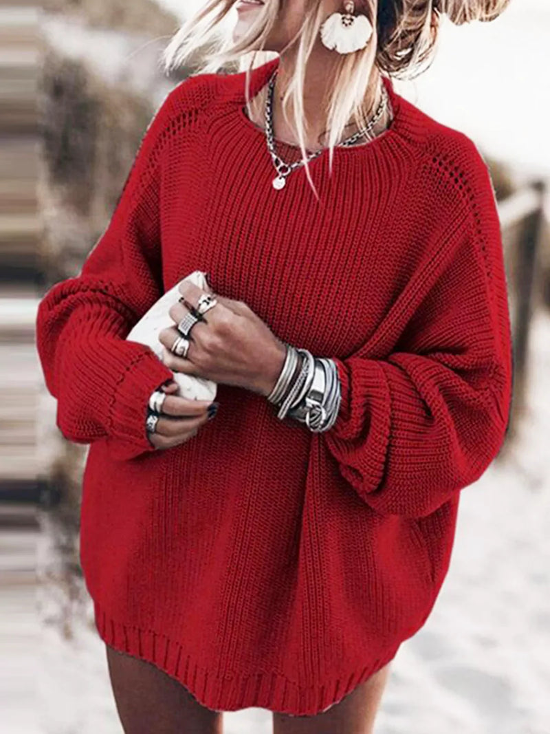 Büyük Beden Örgü Batwing Kazak & Fırfırlı Mini Etek Takım