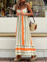 Kadın Günlük Yeni Bohem Baskılı Askılı Gevşek Elbise