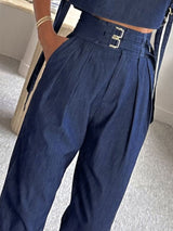 Cut Out Yelek Yüksek Yaka Takım Pantolon Takım