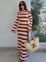 Çizgili Örgü Plaj Örtüsü