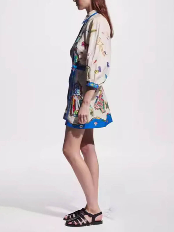 Mizaç Peplum Baskılı Hırka Elbise