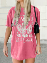 Gitar Sloganı Mektup Grafik Tişört