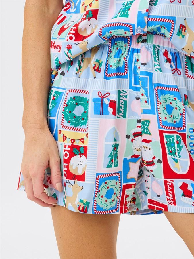 Noel Baskı Kısa Kollu Sevimli Karikatür Baskı Seti