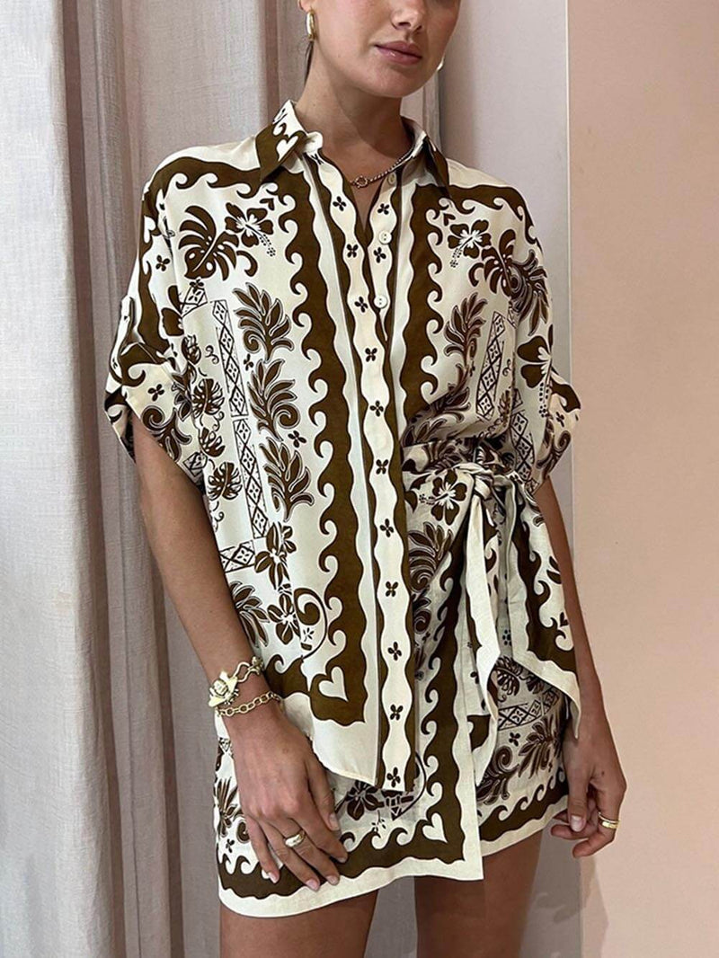 Etnik Zarif Baskılı Moda Günlük Set